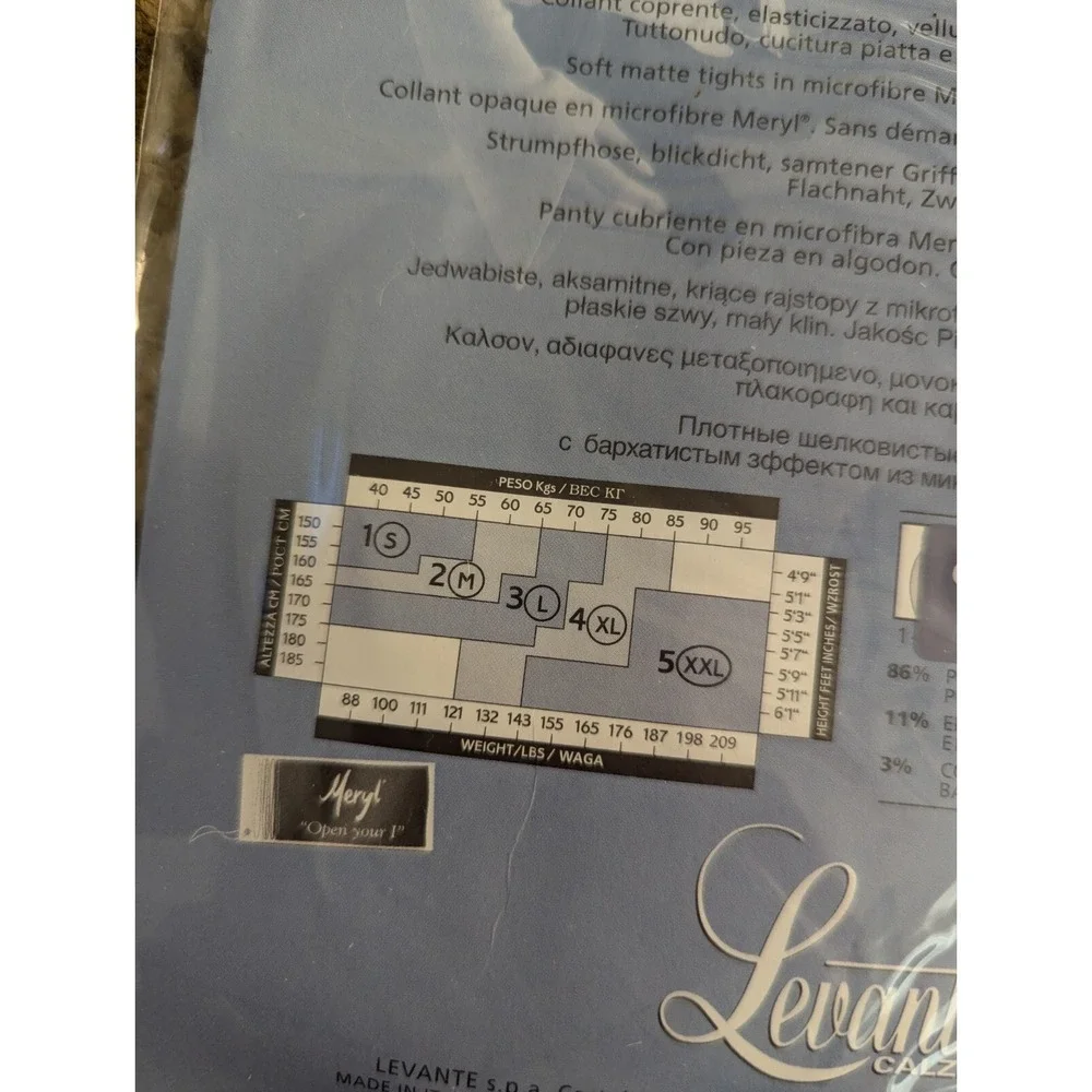 New Levante Gaudi 30 Control Top Pantyhose Size‎ 2 M BluMarine Blue Made Italy